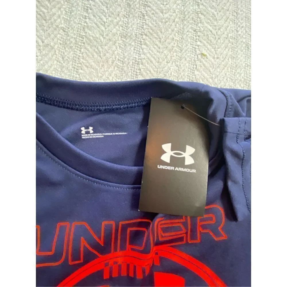 UNDER ARMOUR BOYS Size 4 Football Wordmark Tee - Picture 2 of 4